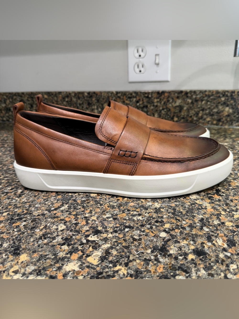 Ecco  size 13 Classic Leather Slip-On Loafer in Brown